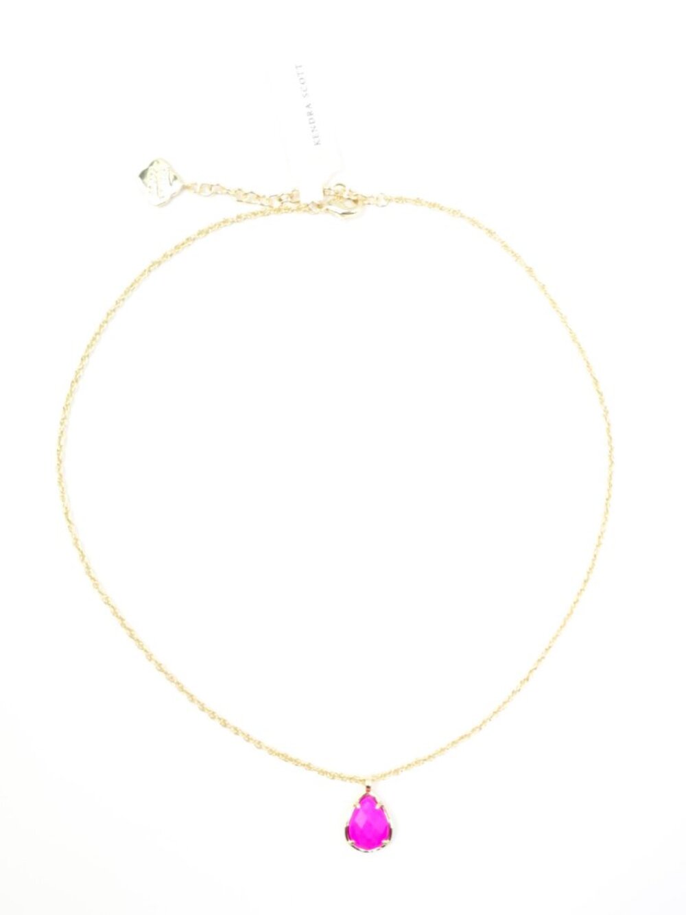 Kendra Scott "Kiri" Magenta Magnesite / Gold Teardrop Pendant Necklace